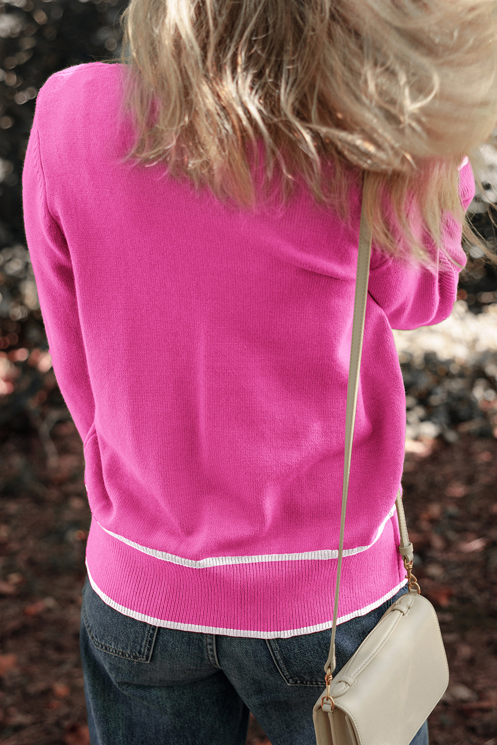KaleaBoutique Comfortable Color Contrast Side Pockets Button V Neck Cardigan - KaleaBoutique.com