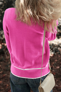 KaleaBoutique Comfortable Color Contrast Side Pockets Button V Neck Cardigan - KaleaBoutique.com