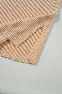 Cable Knit Drop Shoulder Side Slits Loose Sweater - KaleaBoutique.com