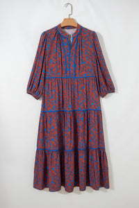 KaleaBoutique Comfortable 3/4 Puff Sleeve Tiered Loose Floral Dress - KaleaBoutique.com
