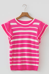 KaleaBoutique Comfortable Double Ruffle Short Sleeve Lightweight Knit Sweater - KaleaBoutique.com