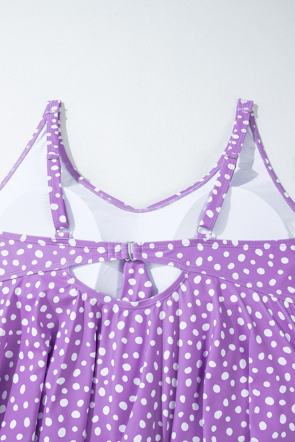 Plus Size Polka Dot Print Ruffled Knotted V Neck Tankini Set - KaleaBoutique.com