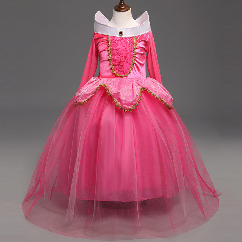 Princess Dress Inserted Beads Bright Silk Performance Dress - KaleaBoutique.com
