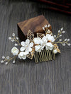 White Flower Bridal Hair Comb, Bridesmaid Floral White Hairpieces, Wedding White Flower Wire Hairpins - KaleaBoutique.com