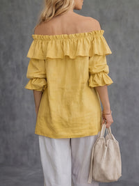 Women's Off-Shoulder Ruffled Puff-Sleeve Blouse
