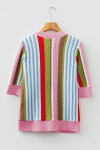 KaleaBoutique Stylish Striped Pointelle Knit Short Sleeve Sweater - KaleaBoutique.com