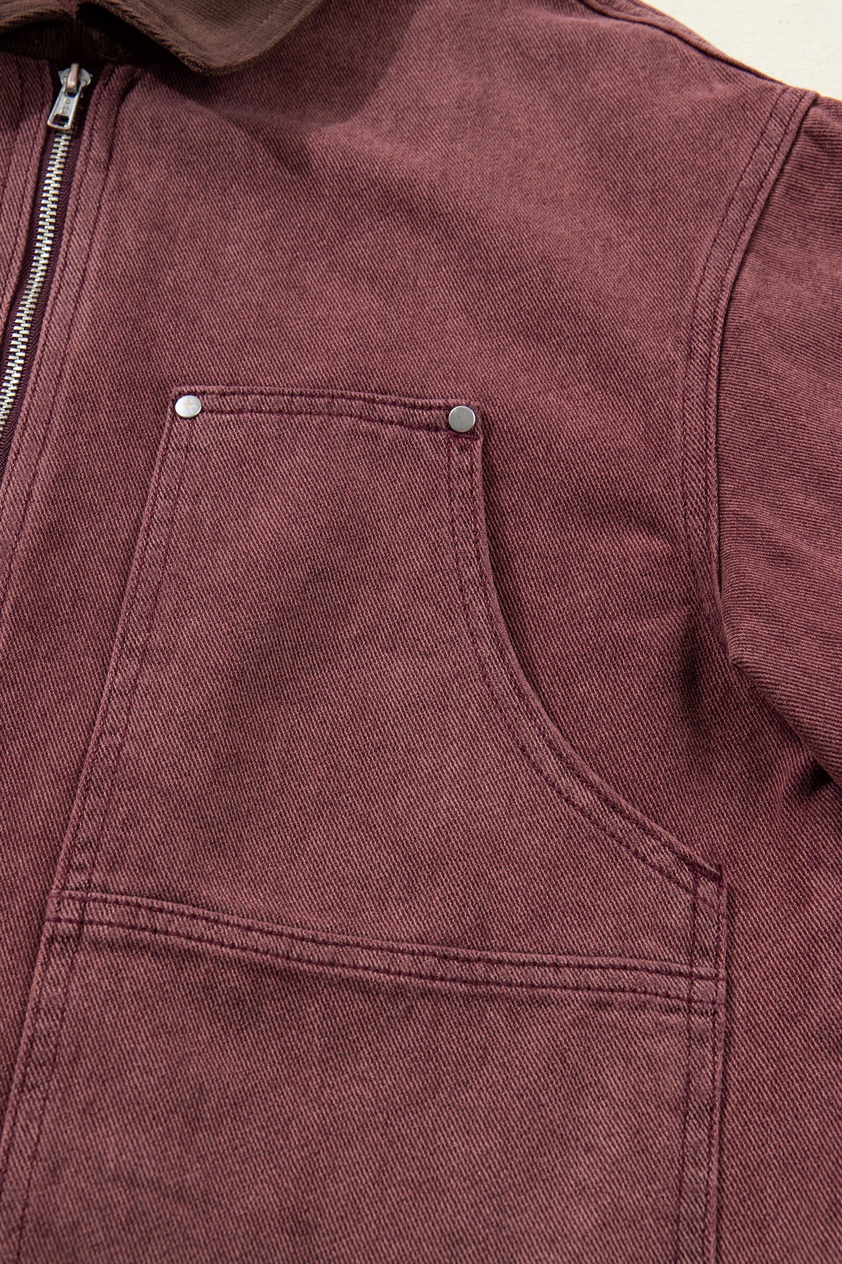 Corduroy Collar Zipped Front Denim Jacket - KaleaBoutique.com