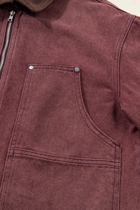 Corduroy Collar Zipped Front Denim Jacket - KaleaBoutique.com