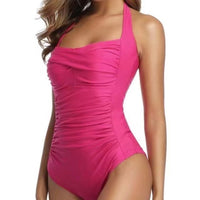 Women's Square-Neck Ruched Halter One-Piece Swimsuit by Kalea Boutique - KaleaBoutique.com