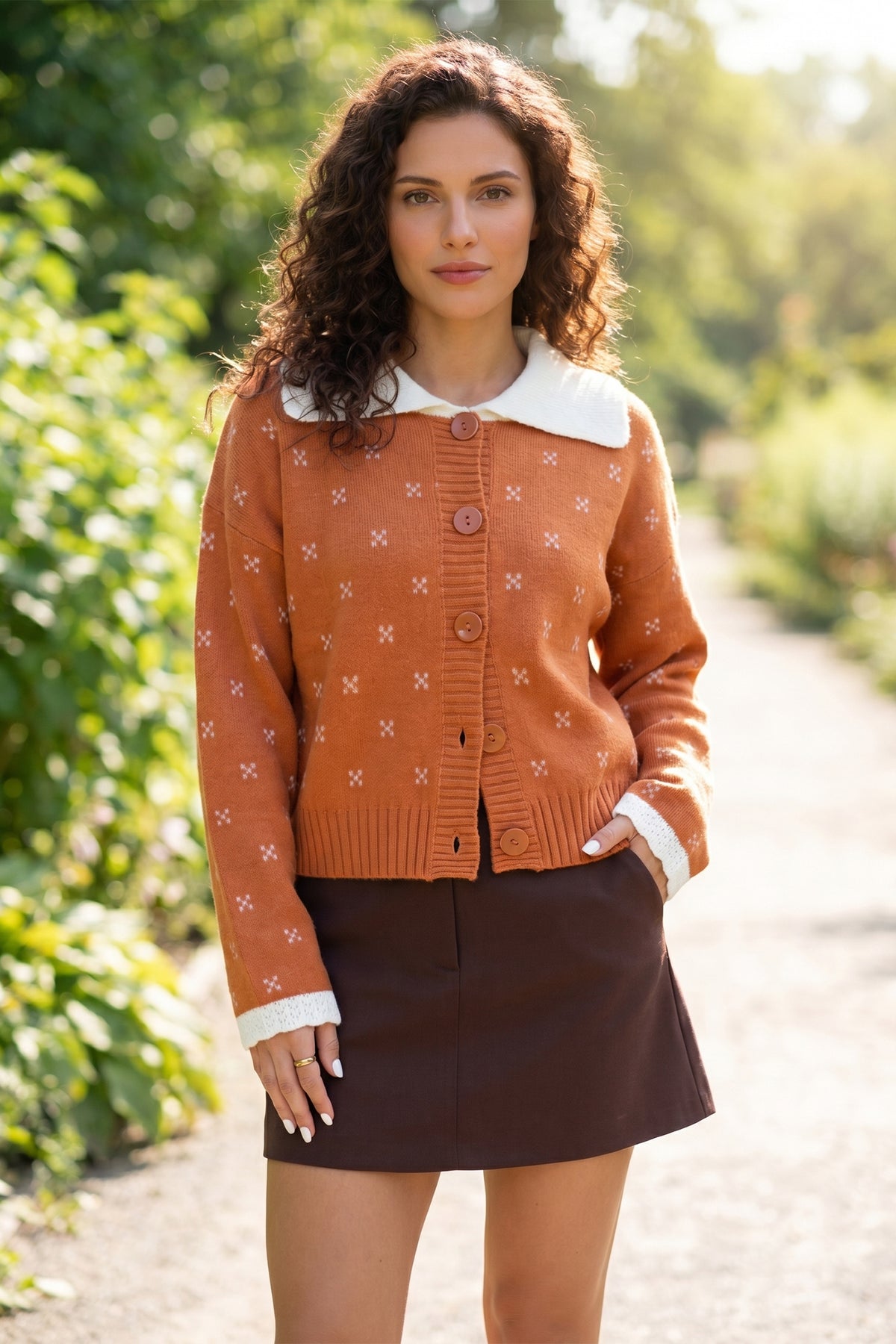 KaleaBoutique Stylish Peter Pan Collar Colorblock Long Sleeve Knitwear Cardigan - KaleaBoutique.com