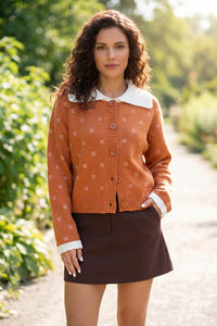 KaleaBoutique Stylish Peter Pan Collar Colorblock Long Sleeve Knitwear Cardigan - KaleaBoutique.com