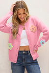 Cute Knitted Floral Pattern Button Up Cardigan - KaleaBoutique.com