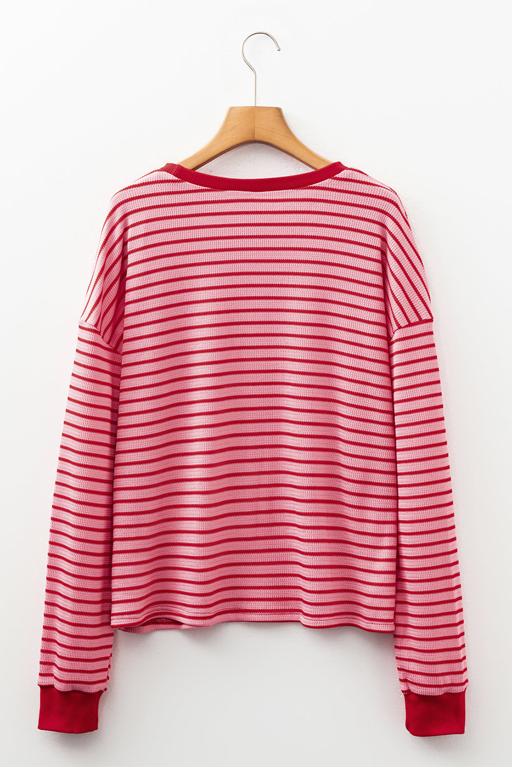 KaleaBoutique Stylish New Textured Round Neck Drop Shoulder Long Sleeve T Shirt - KaleaBoutique.com