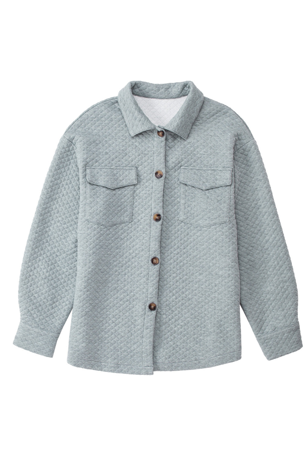 Retro Quilted Flap Pocket Button Shacket - KaleaBoutique.com