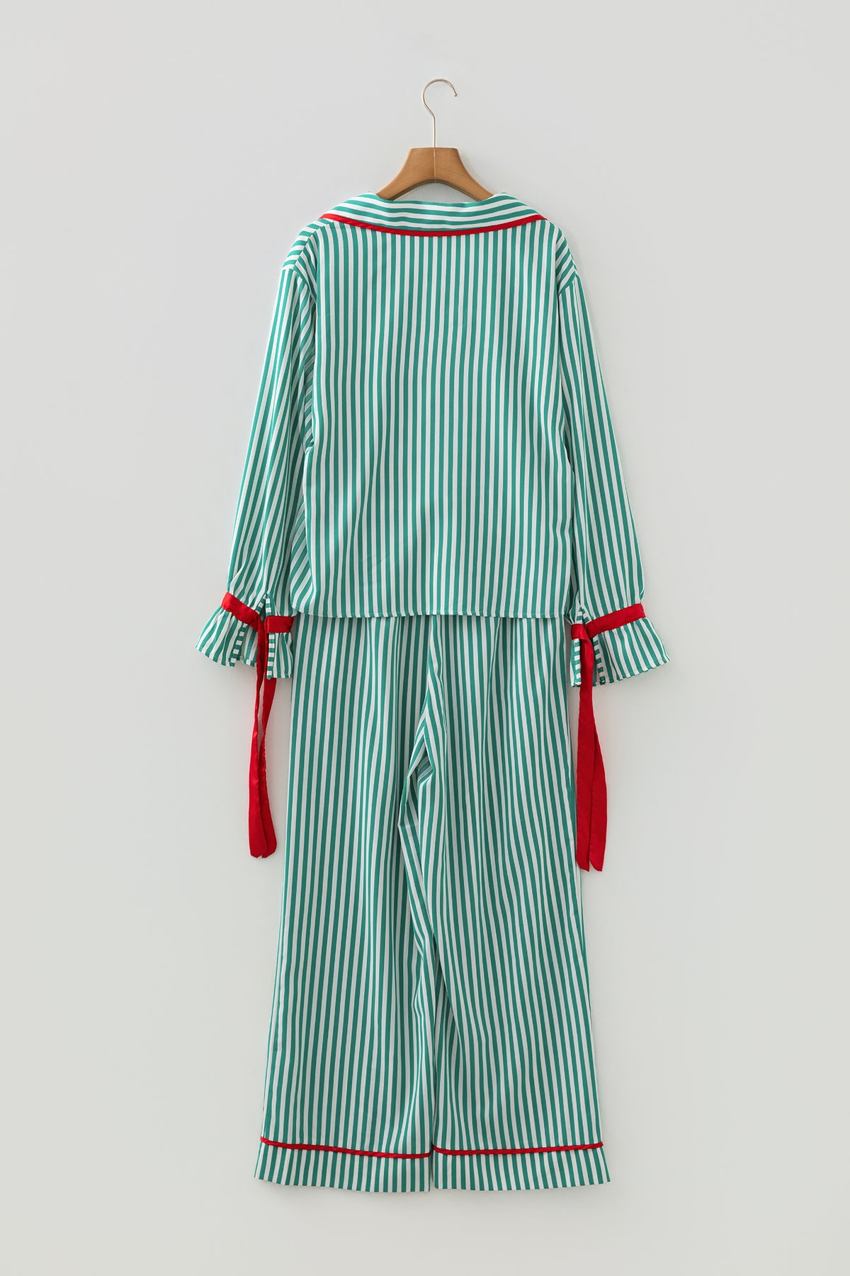 KaleaBoutique Comfortable Contrast Velvet Trim Bow Knot Waist 2pcs Pajama Set - KaleaBoutique.com