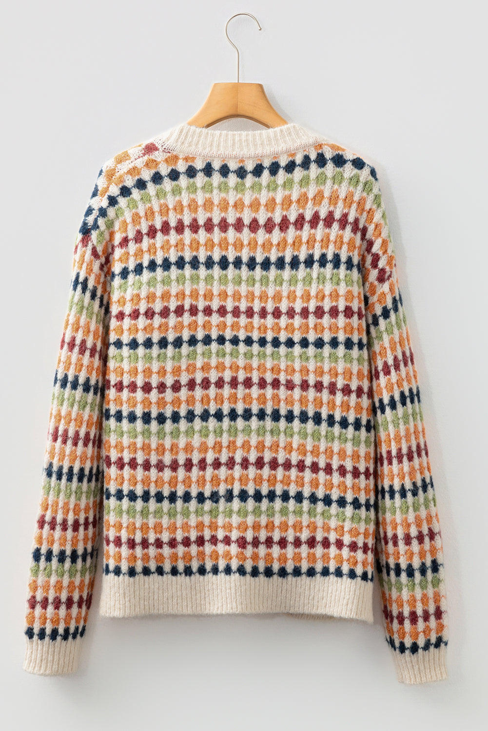 KaleaBoutique Stylish Dotty Pattern Knit Button Front V Neck Sweater Cardigan - KaleaBoutique.com