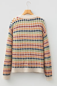 KaleaBoutique Stylish Dotty Pattern Knit Button Front V Neck Sweater Cardigan - KaleaBoutique.com