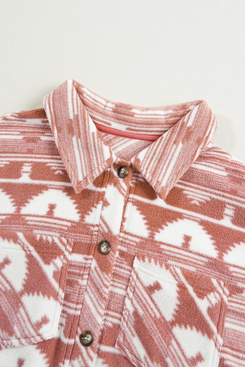 KaleaBoutique Plus Size Aztec Print Chest Pocket Shacket - KaleaBoutique.com