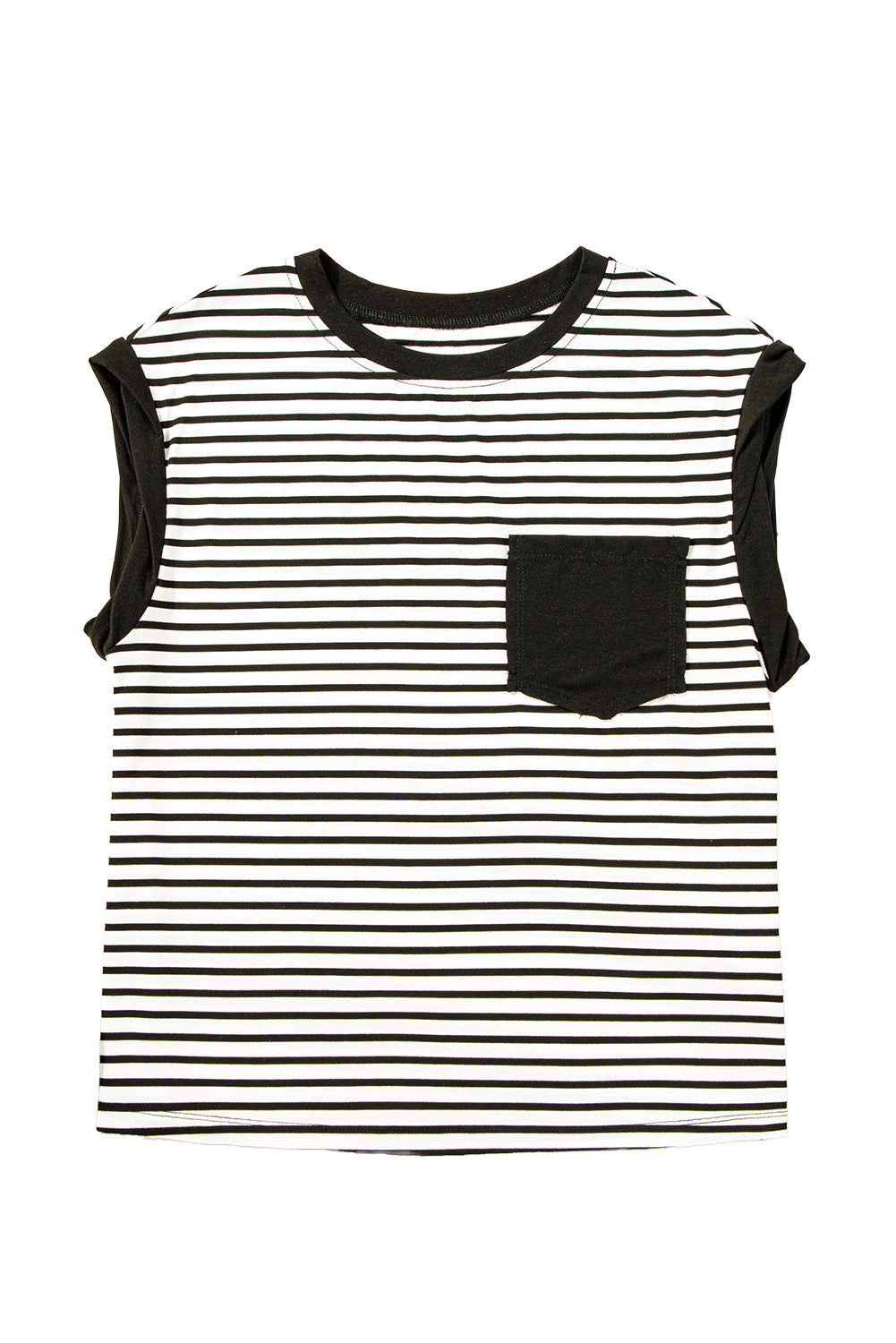 KaleaBoutique Stylish Chest Pocket Patch Round Neck Tank Top