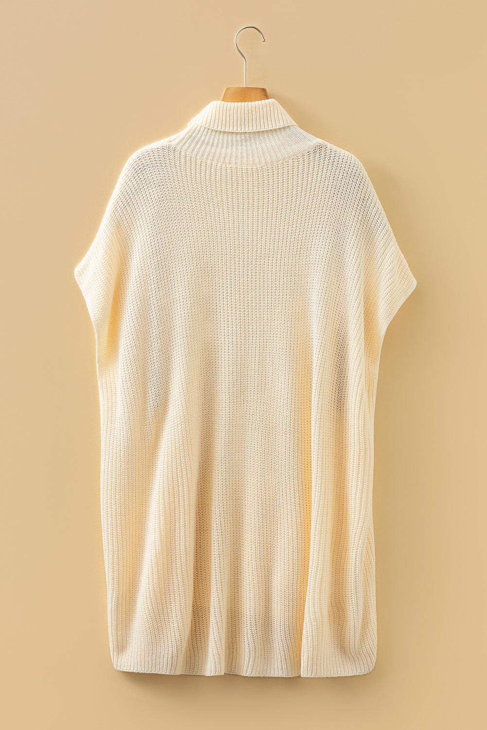 KaleaBoutique Comfortable Plain Knit Casual Turtleneck Short Sleeve Tunic Sweater with Pockets - KaleaBoutique.com