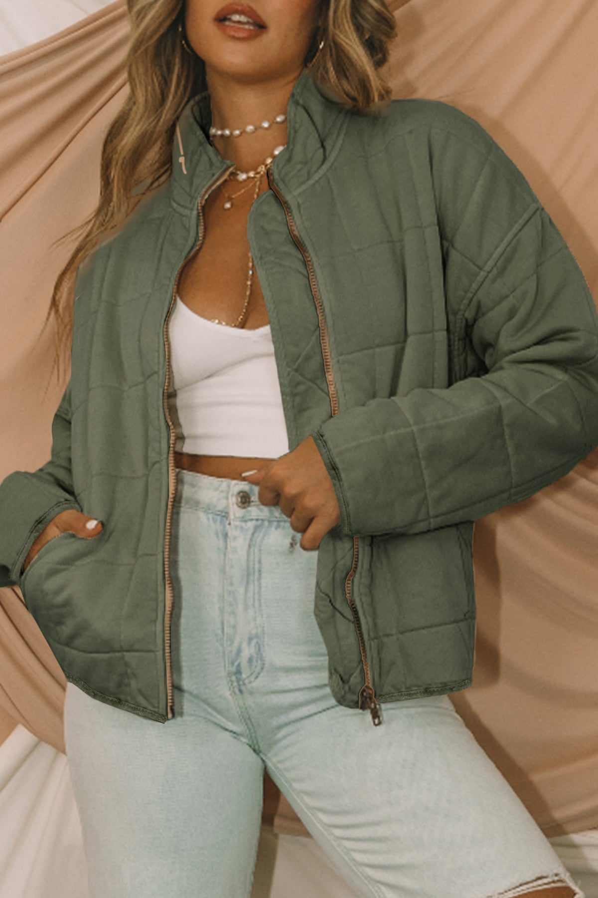 Zip-Up Pocket Quilted Jacket - KaleaBoutique.com