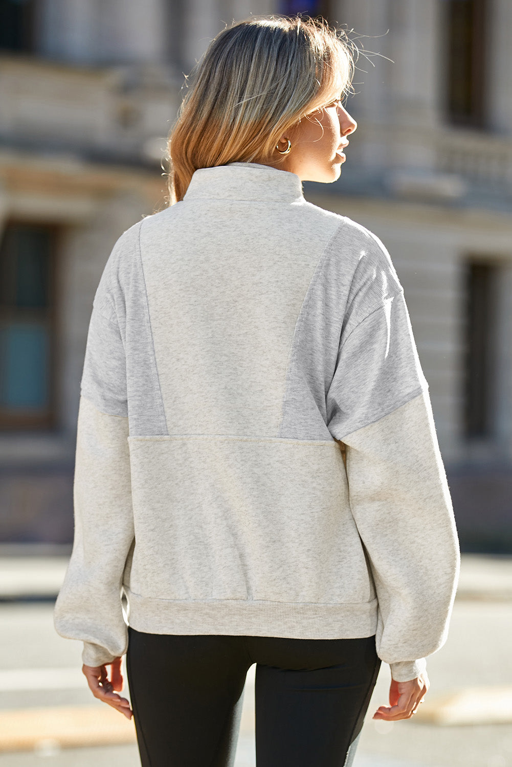 Perfect Stylish Half Zip Stand Collar Exposed Seam Solid Color Casual Sweatshirt - KaleaBoutique.com
