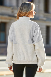 Perfect Stylish Half Zip Stand Collar Exposed Seam Solid Color Casual Sweatshirt - KaleaBoutique.com