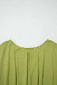 KaleaBoutique Comfortable Solid V Neck Cap Sleeve Tunic Elastic Waist Versatile Maxi Dress - KaleaBoutique.com