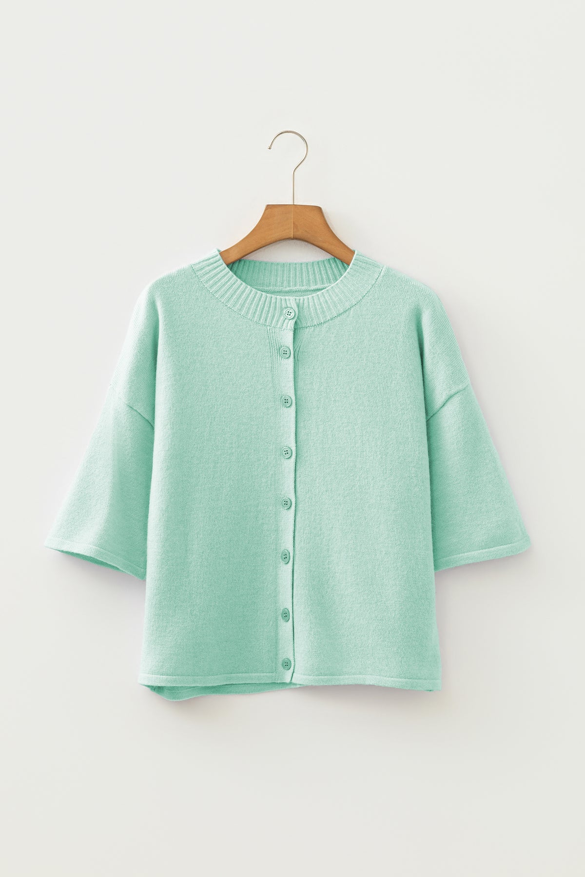 KaleaBoutique Comfortable 3/4 Sleeve Boxy Knit Button Down Sweater Cardigan - KaleaBoutique.com