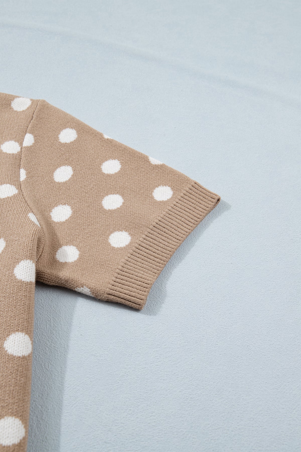 KaleaBoutique Comfortable Polka Dot Short Sleeve Button Down Sweater Cardigan - KaleaBoutique.com