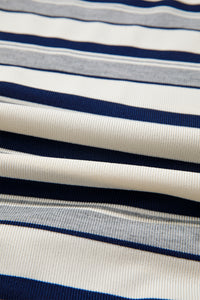 KaleaBoutique Stylish Striped Ribbed Stand Neck Long Sleeve Shift Silhouette Sweatshirt - KaleaBoutique.com