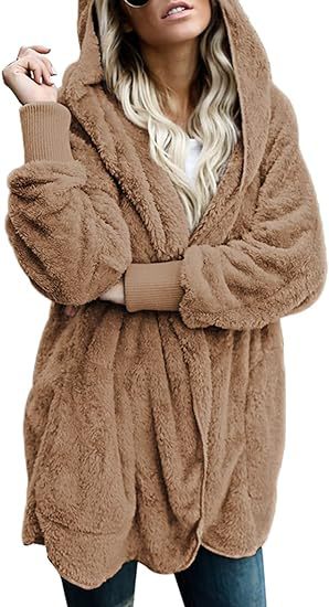 Women's Hooded Plush-Texture Longline Coat - KaleaBoutique.com