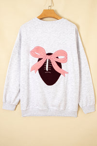 KaleaBoutique Comfortable Embroidered Football Bow Back Long Sleeve Sweatshirt - KaleaBoutique.com