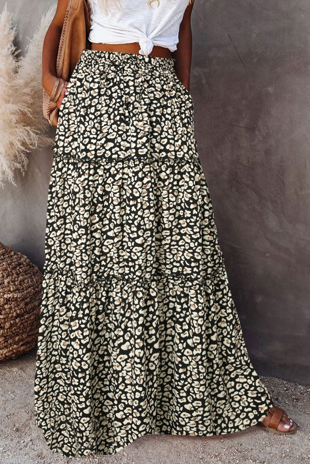 Women's Boho High-Waist Tiered Print Maxi Skirt - KaleaBoutique.com
