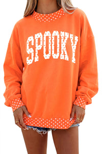 Orange SPOOKY Halloween Polka Dot Sweatshirt - KaleaBoutique.com