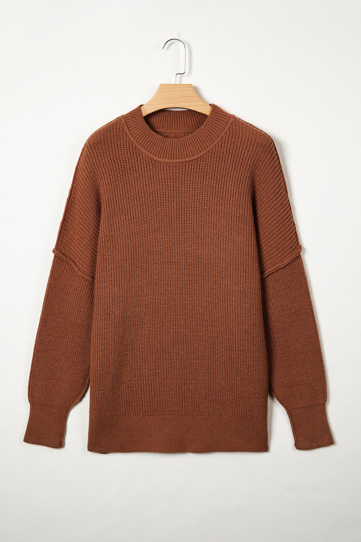 Long Sleeve Ribbed Knit Stand Neck Regular Fit Sweater - KaleaBoutique.com