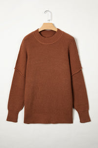 Long Sleeve Ribbed Knit Stand Neck Regular Fit Sweater - KaleaBoutique.com