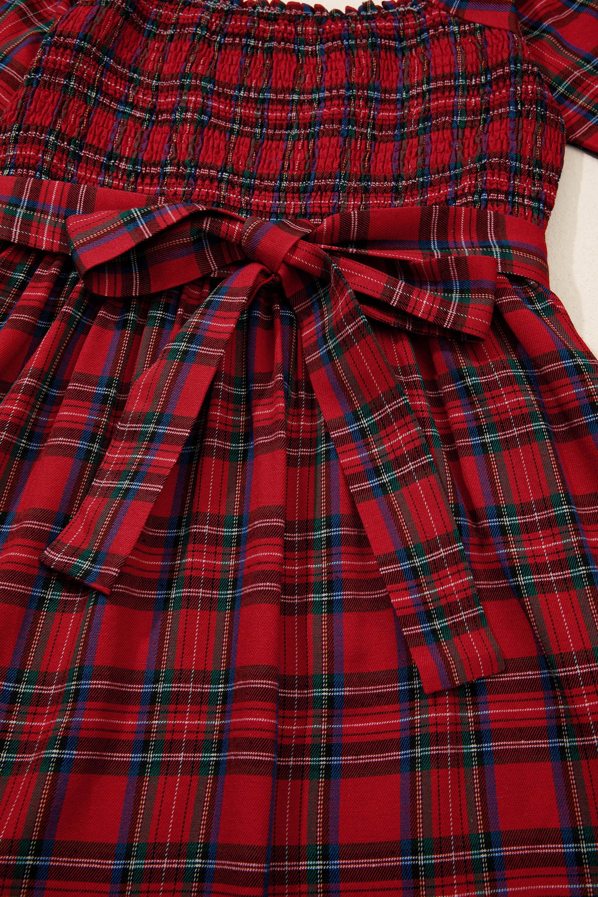 KaleaBoutique Stylish Plaid Square Neck Puff Sleeve Knot Waist Flared Midi Dress - KaleaBoutique.com