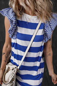 Contrast Ruffled Sleeve T-shirt Dress - KaleaBoutique.com