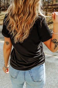 Black Sequin Pumpkin Cherry Halloween Graphic Tee - KaleaBoutique.com