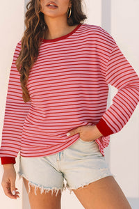 KaleaBoutique Stylish New Textured Round Neck Drop Shoulder Long Sleeve T Shirt - KaleaBoutique.com