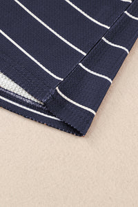 KaleaBoutique Stylish Striped Buttoned Henley Waffle Knit Top - KaleaBoutique.com