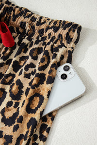 KaleaBoutique Stylish Retro Plaid Leopard Print Patchwork Long Sleeve Shorts Pajama Set - KaleaBoutique.com