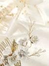 White Flower Bridal Hair Comb, Bridesmaid Floral White Hairpieces, Wedding White Flower Wire Hairpins - KaleaBoutique.com