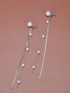 2-in-1 Dual Strand Pearl Earring Jackets, Bridal Dangle Minimalist Pearl Stud Earrings, Chain Dainty Ear Jacket Studs - KaleaBoutique.com