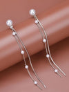 2-in-1 Dual Strand Pearl Earring Jackets, Bridal Dangle Minimalist Pearl Stud Earrings, Chain Dainty Ear Jacket Studs - KaleaBoutique.com