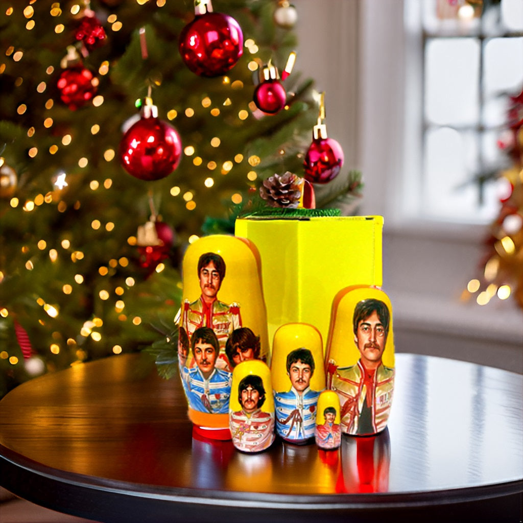 The Beatles Group 5 Piece Nesting Doll Set - Handcrafted Stacking Matryoshka Set - KaleaBoutique.com