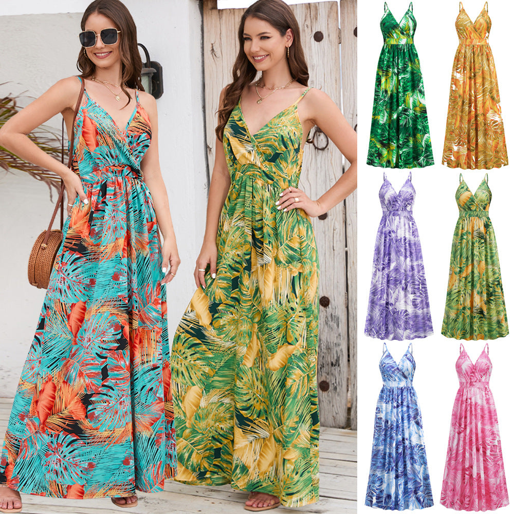 Flowers Long Dress Summer Swing Holiday Beach Dress - KaleaBoutique.com