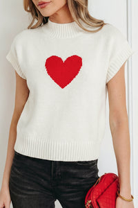 KaleaBoutique Stylish Valentine Heart Graphic Cropped Short Sleeve Sweater - KaleaBoutique.com