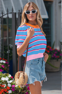 KaleaBoutique Comfortable Colorblock Trim Half Sleeve Sweater Top - KaleaBoutique.com